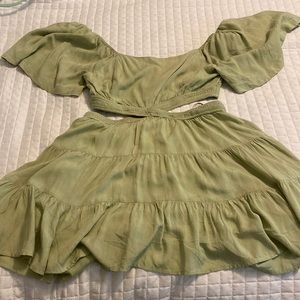 JUNIPER BLUE green cut out mini dress